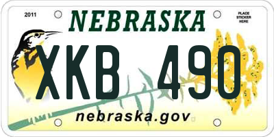 NE license plate XKB490