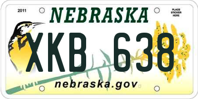 NE license plate XKB638