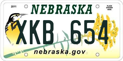NE license plate XKB654