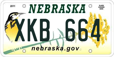 NE license plate XKB664