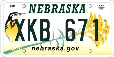 NE license plate XKB671