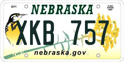 NE license plate XKB757