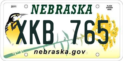 NE license plate XKB765