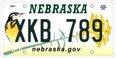 NE license plate XKB789