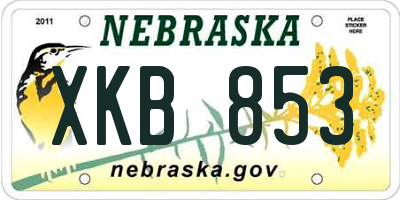 NE license plate XKB853