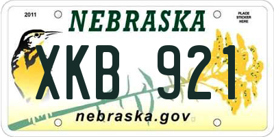 NE license plate XKB921