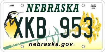 NE license plate XKB953