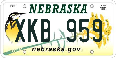 NE license plate XKB959