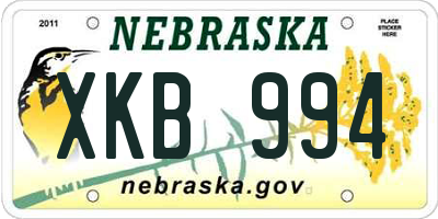 NE license plate XKB994