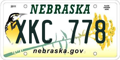 NE license plate XKC778