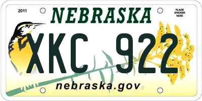 NE license plate XKC922