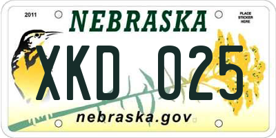 NE license plate XKD025