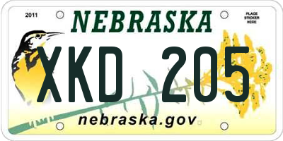 NE license plate XKD205