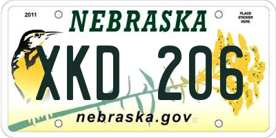 NE license plate XKD206