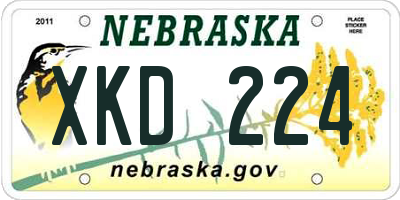 NE license plate XKD224