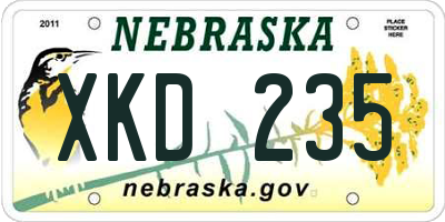 NE license plate XKD235