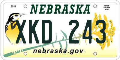 NE license plate XKD243