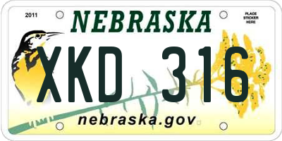 NE license plate XKD316