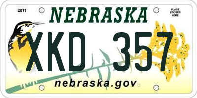 NE license plate XKD357
