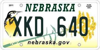 NE license plate XKD640