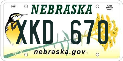 NE license plate XKD670