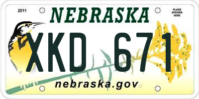 NE license plate XKD671