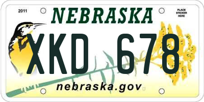 NE license plate XKD678