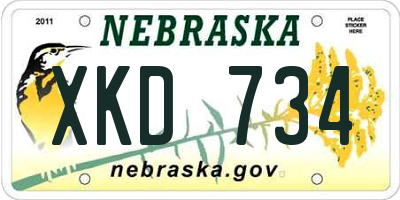NE license plate XKD734