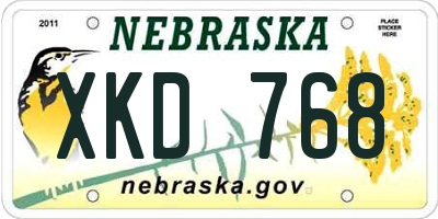 NE license plate XKD768