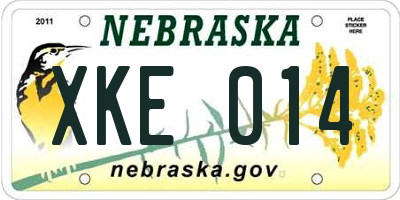 NE license plate XKE014
