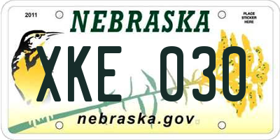 NE license plate XKE030