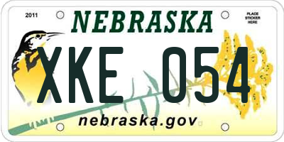 NE license plate XKE054