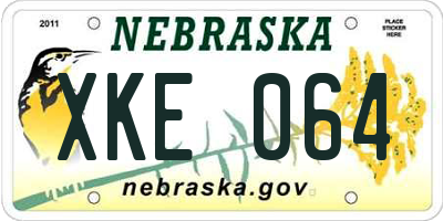 NE license plate XKE064