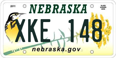 NE license plate XKE148