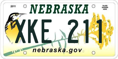 NE license plate XKE211