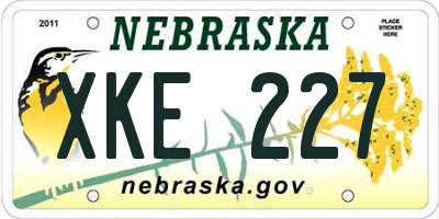 NE license plate XKE227