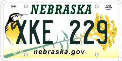 NE license plate XKE229