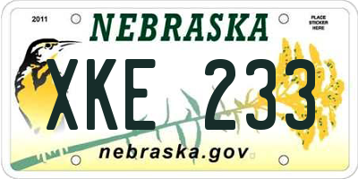 NE license plate XKE233