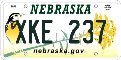 NE license plate XKE237