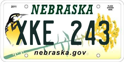 NE license plate XKE243