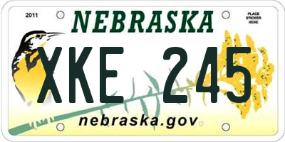 NE license plate XKE245