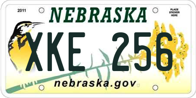 NE license plate XKE256