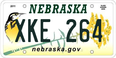 NE license plate XKE264