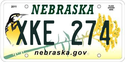 NE license plate XKE274