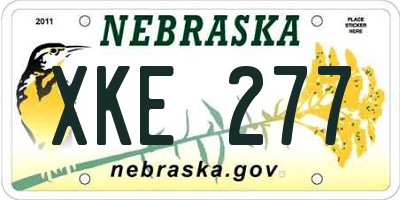 NE license plate XKE277