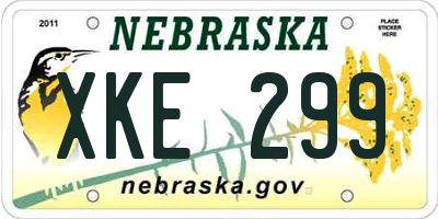 NE license plate XKE299