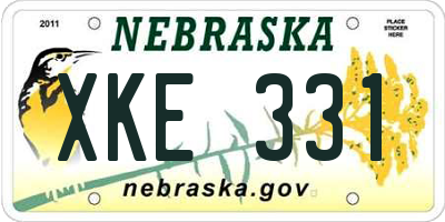 NE license plate XKE331
