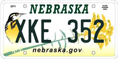 NE license plate XKE352