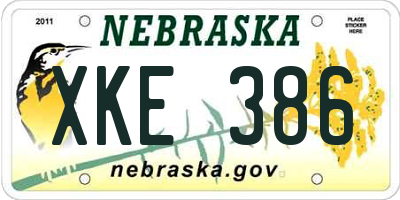 NE license plate XKE386