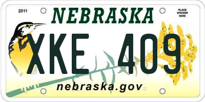 NE license plate XKE409